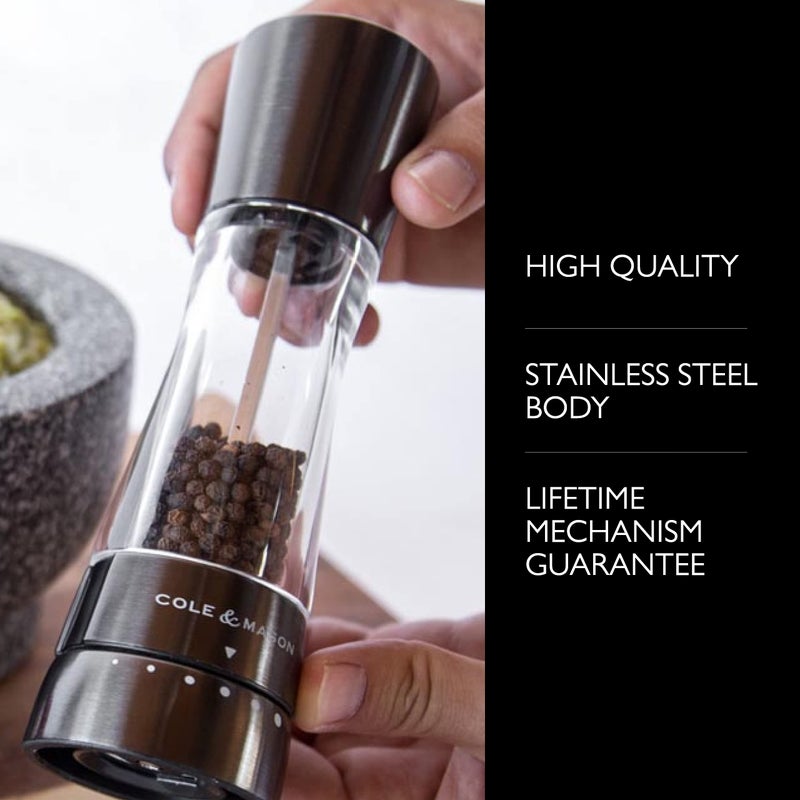 Cole & Mason Derwent Salt and Pepper Grinder Set - Refillable Salt & Pepper Grinder Set with Gourmet Precision Mechanisms - Kitchen Accessories for Cooking - Gift Set, Iron Grey - Image 4